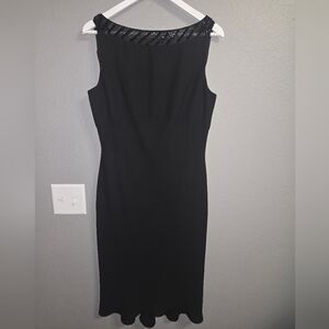 Vintage Black Beaded Collar Cocktail Dress Size 10